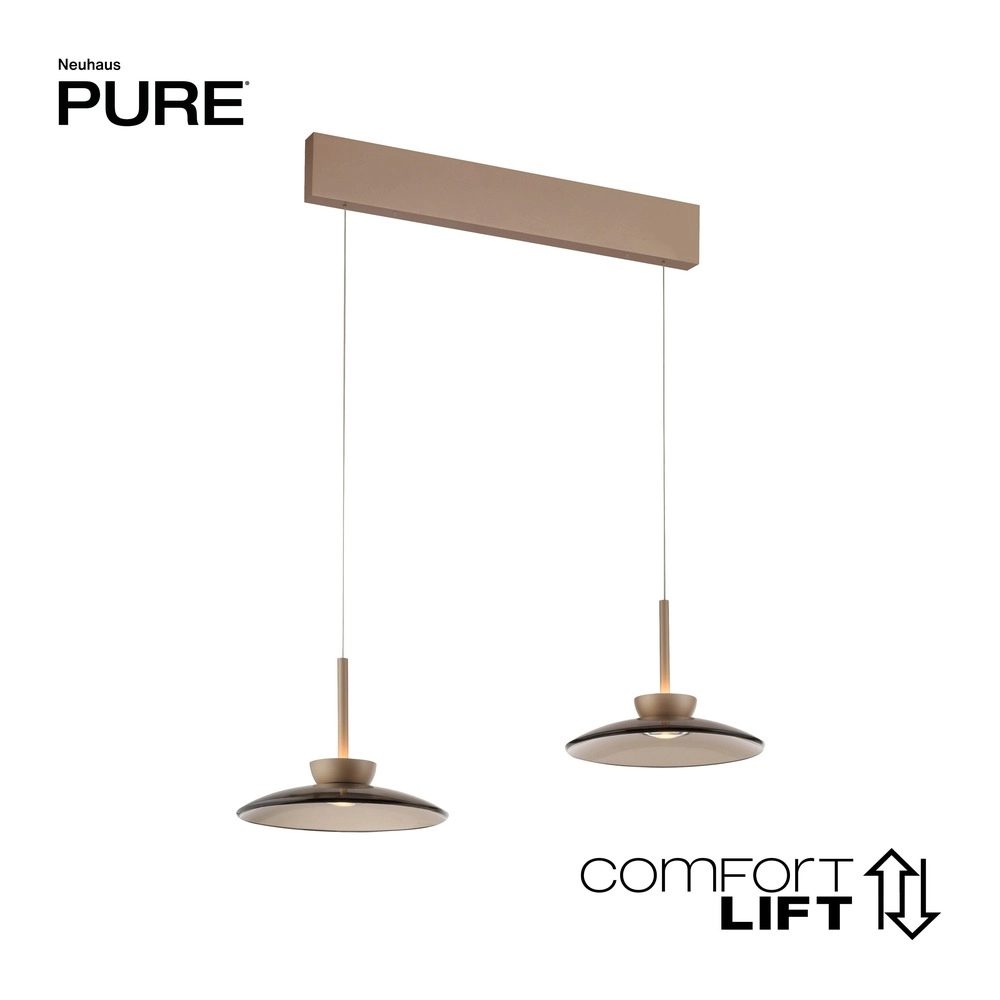 2L eettafel hanglamp Pure Moon bronce met amber glas Paul Neuhaus 4012248392980