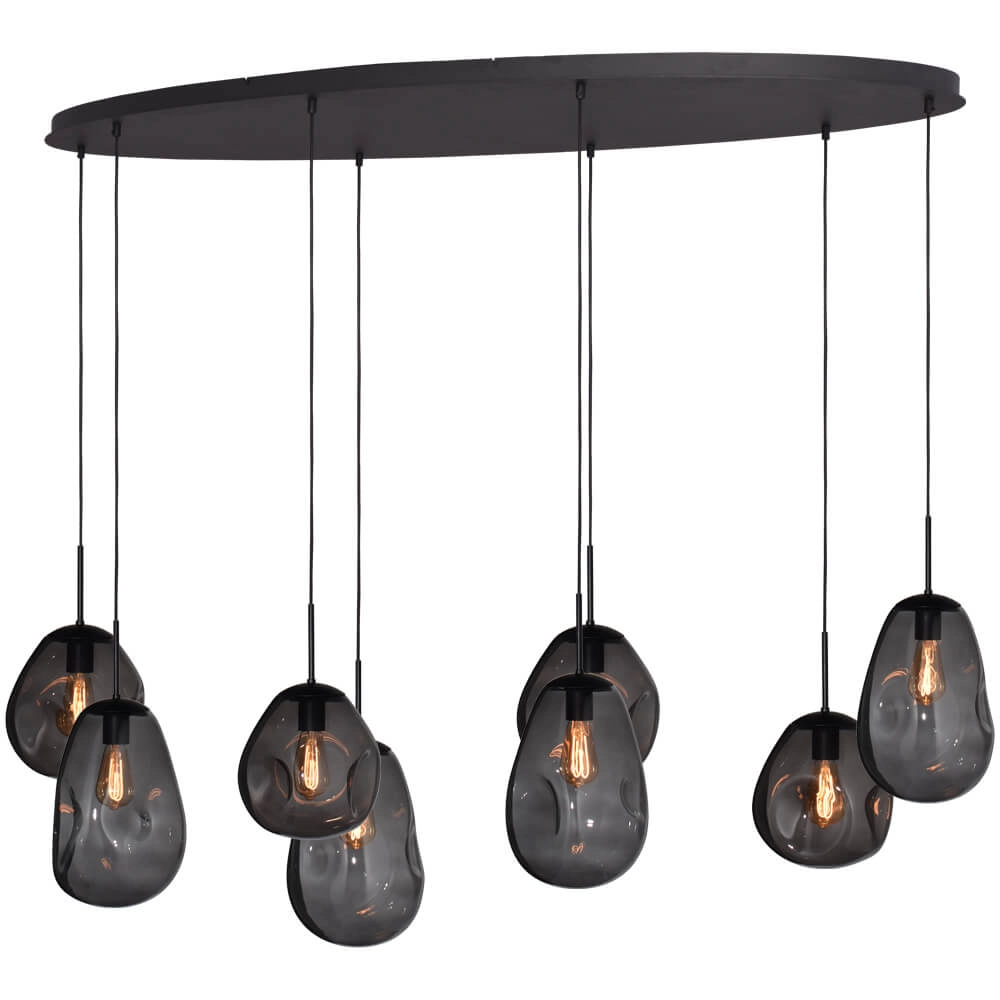 Hanglamp Lava Oval 8x smoke glas Hanglamp Lava Oval 8x smoke glas