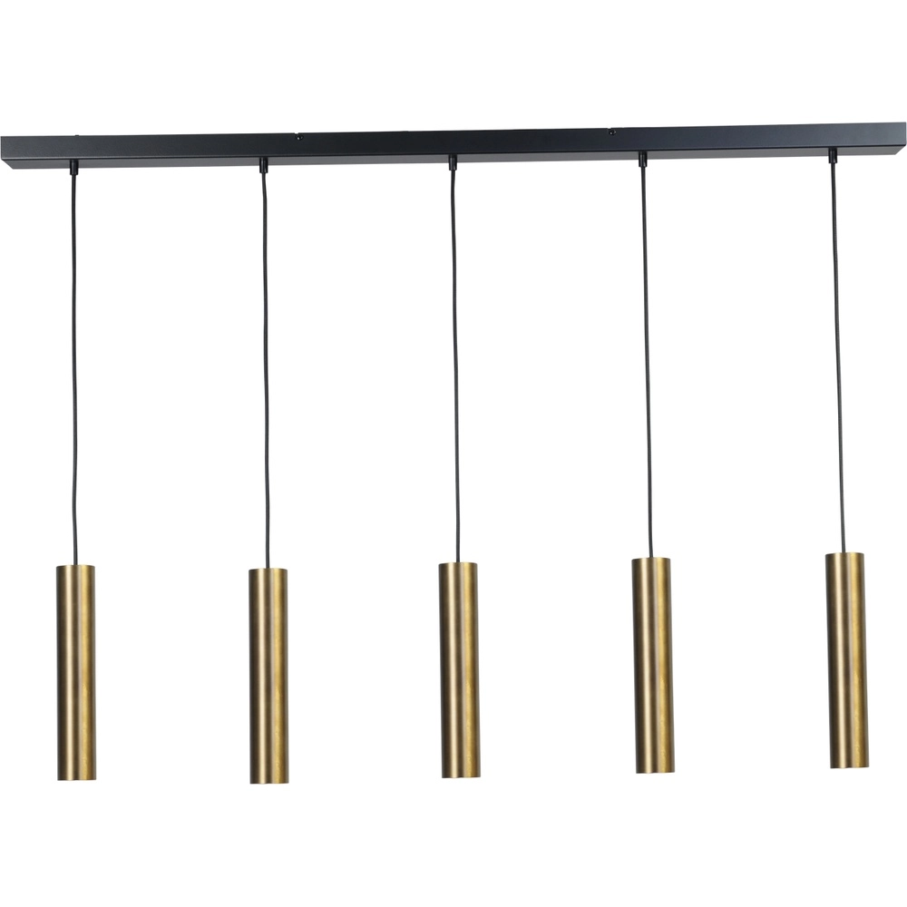 Eetkamer hanglamp Run 5 antiek koperen pendels