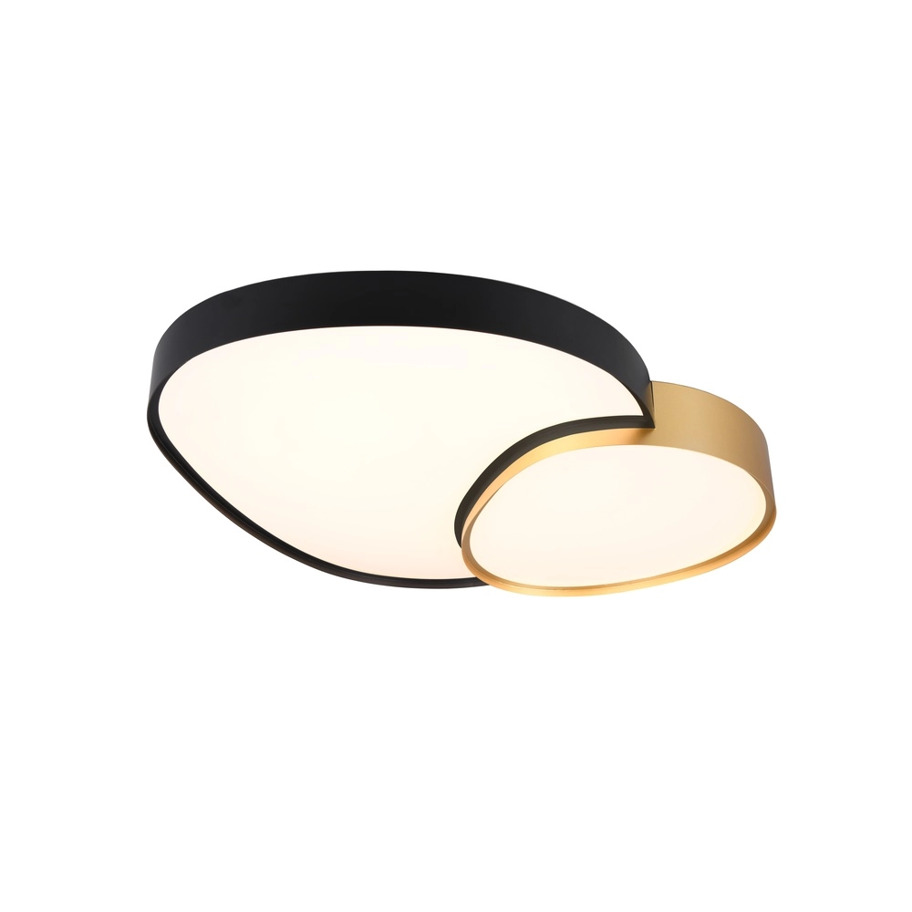 Organische plafonniere Rise 77cm zwart met goud Organische plafonniere Rise 77cm zwart met goud