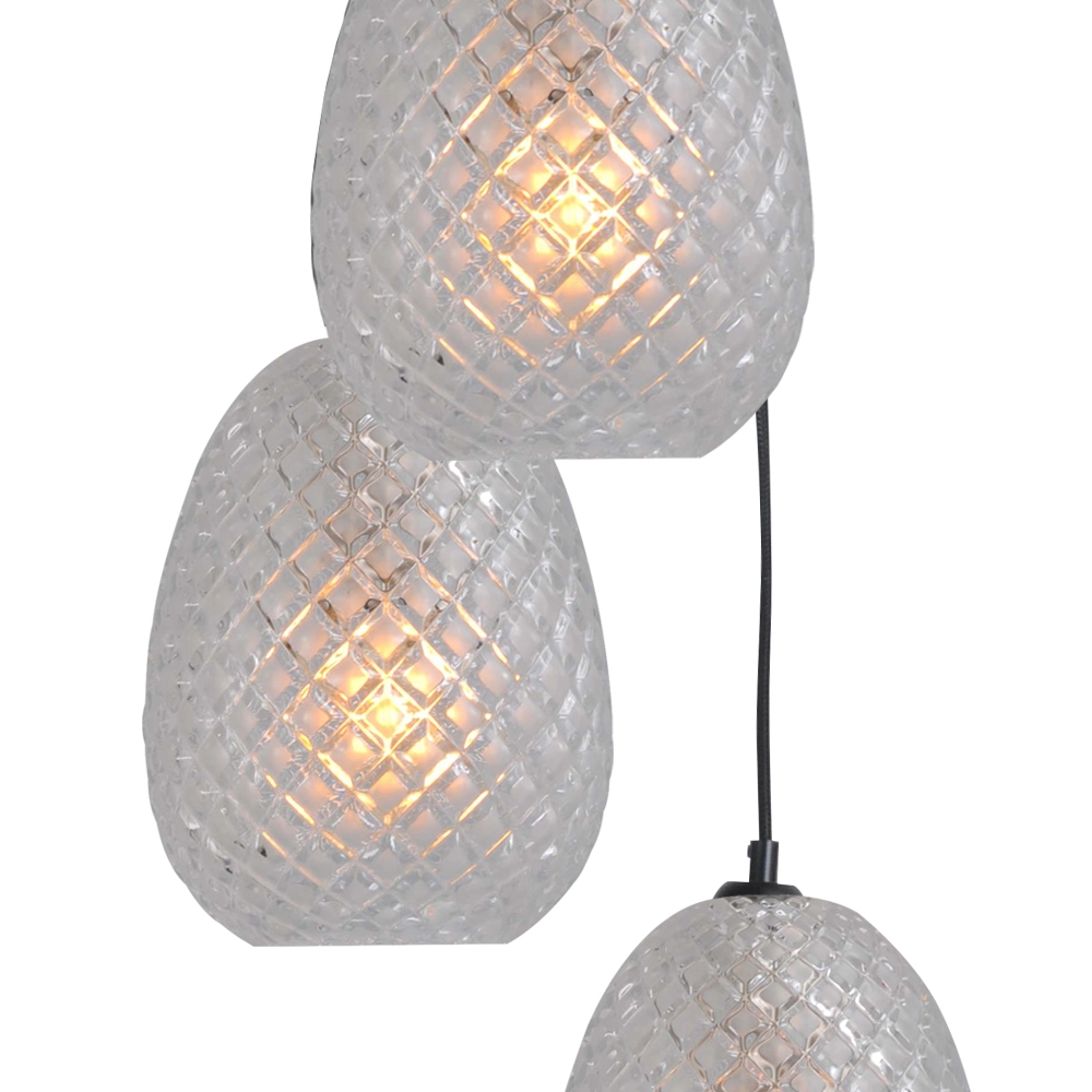 Zwarte hanglamp Pineapple 6-lichts met helderglas Masterlight 8718121216881