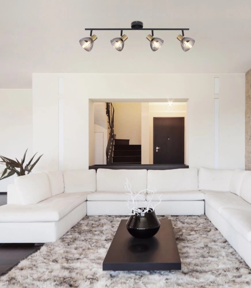 4-lichts plafondlamp Jay zwart met goud Globo 9007371387403