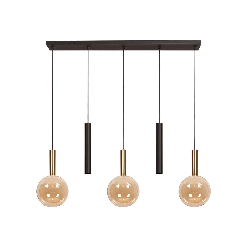 5-lichts hanglamp Josiane zwart met goud Lucide Vibes 5411212212276