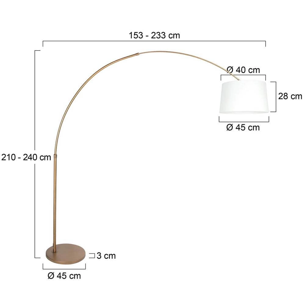 Booglamp Sparkled Light brons met witte kap Ø 42cm Steinhauer 8712746179804