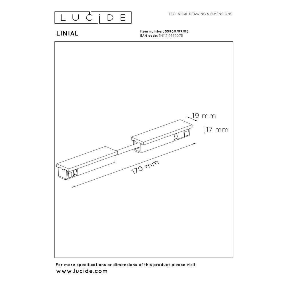 Flexibel koppelstuk 1-fase Linial champagne Premium by Lucide 5411212552075