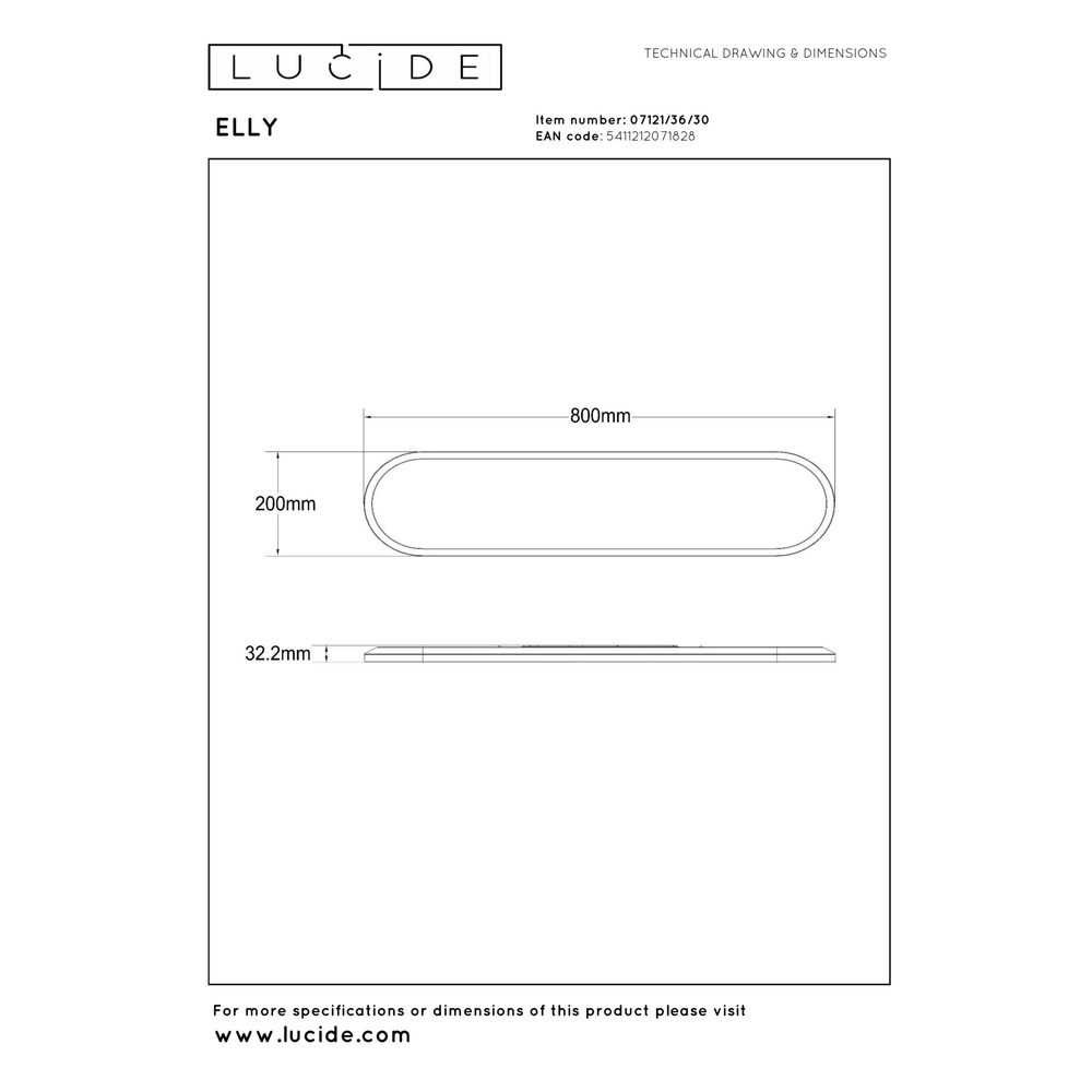 Ovale plafonniere Elly zwart 36W Lucide 5411212071828