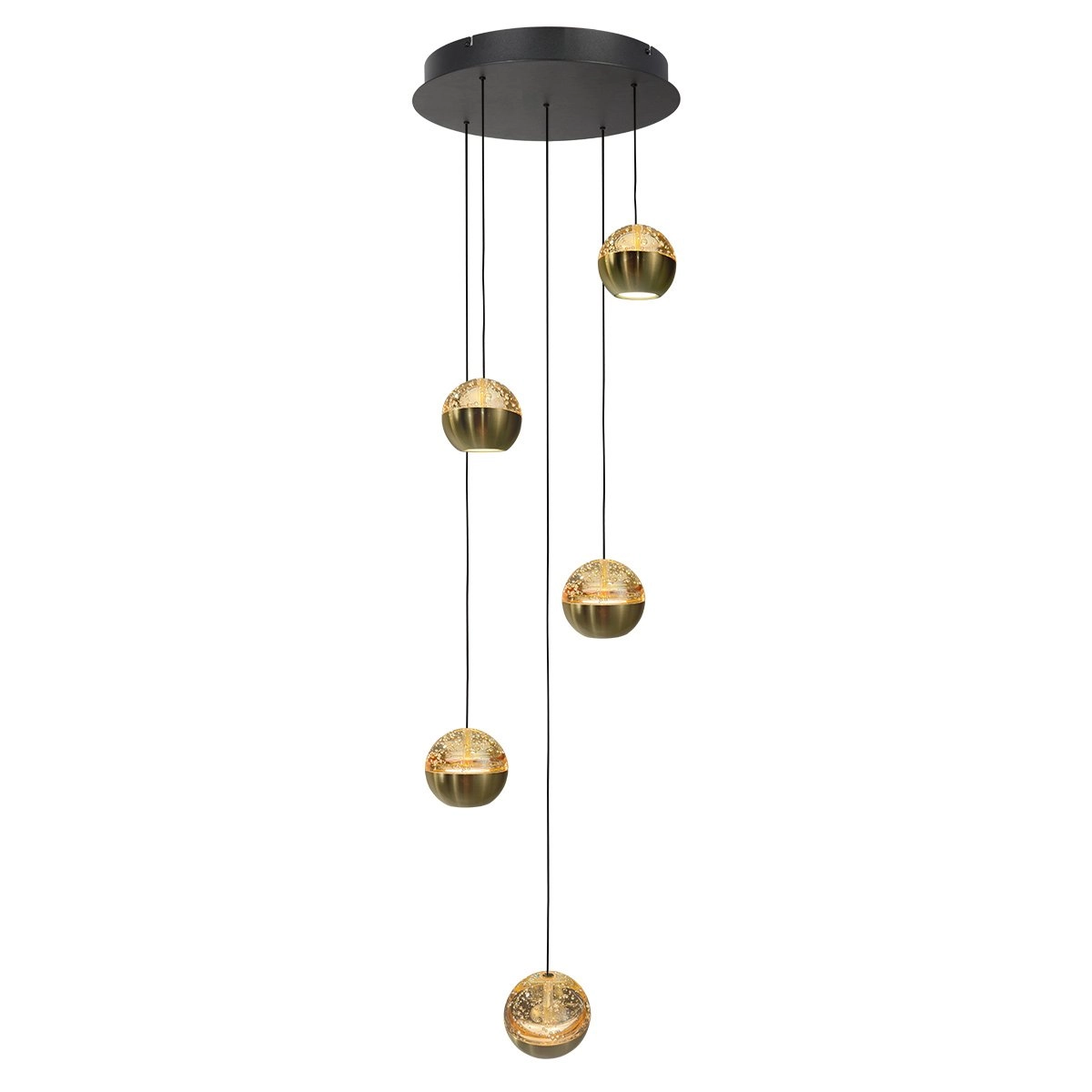 5-licht vide hanglamp Belluno led - messing goud met glas Steinhauer 8712746183870