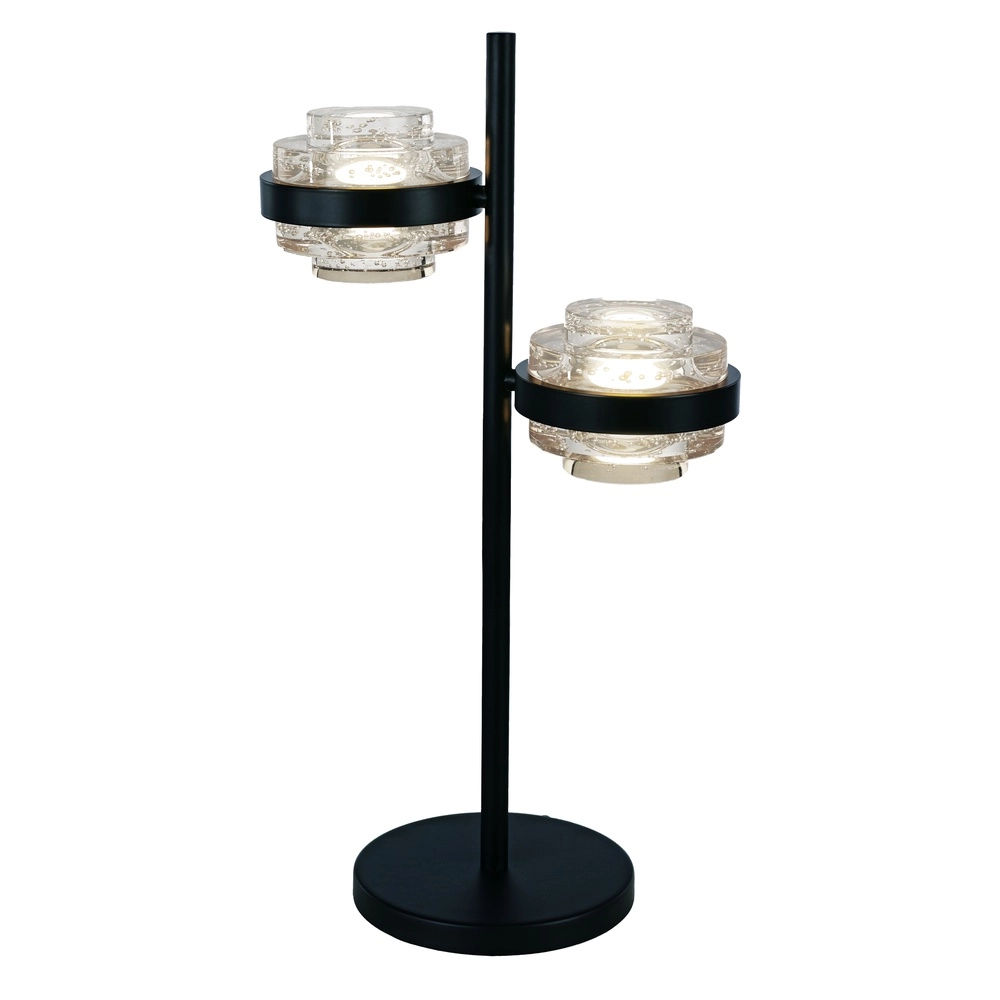 Tafellamp Dynasty zwart 2-lichts helder glas
