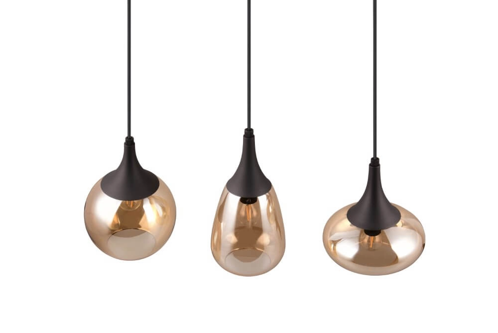 3-lichts hanglamp Lumina met amber glas Trio 4017807597080