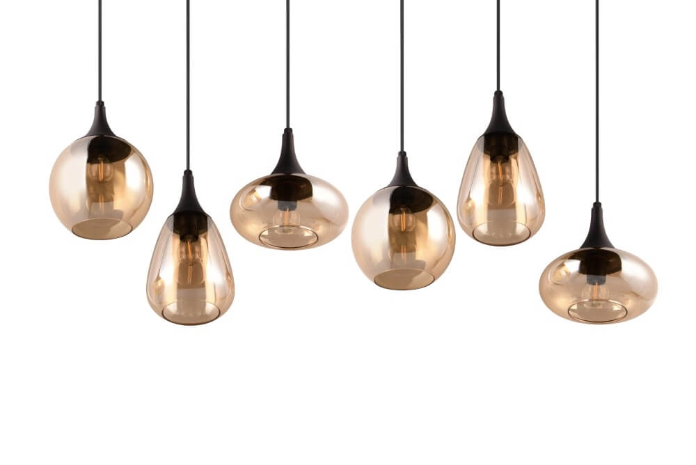 6-lichts hanglamp Lumina met amber glas Trio 4017807577730