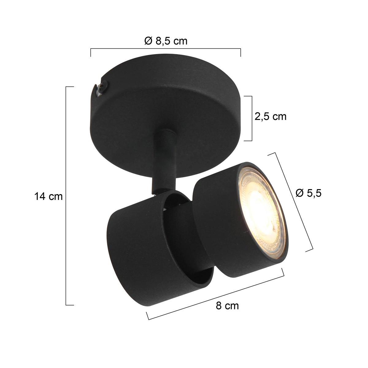 Led opbouwspot Natasja LED zwart Steinhauer 8712746134964
