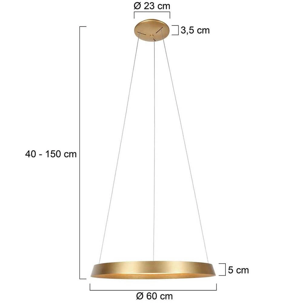 Strakke hanglamp Ringlux goud Ø 60cm Steinhauer 8712746171969
