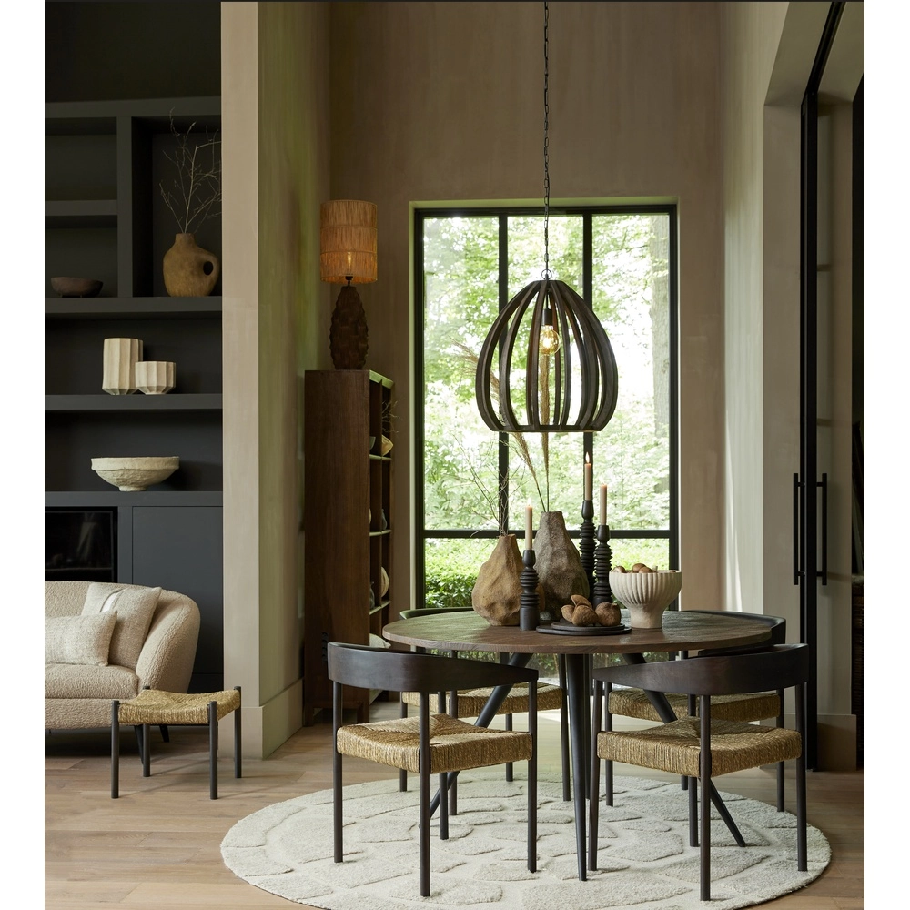 Houten hanglamp Barsia Ø 50cm - walnoot kleur Light & Living 8717807701055