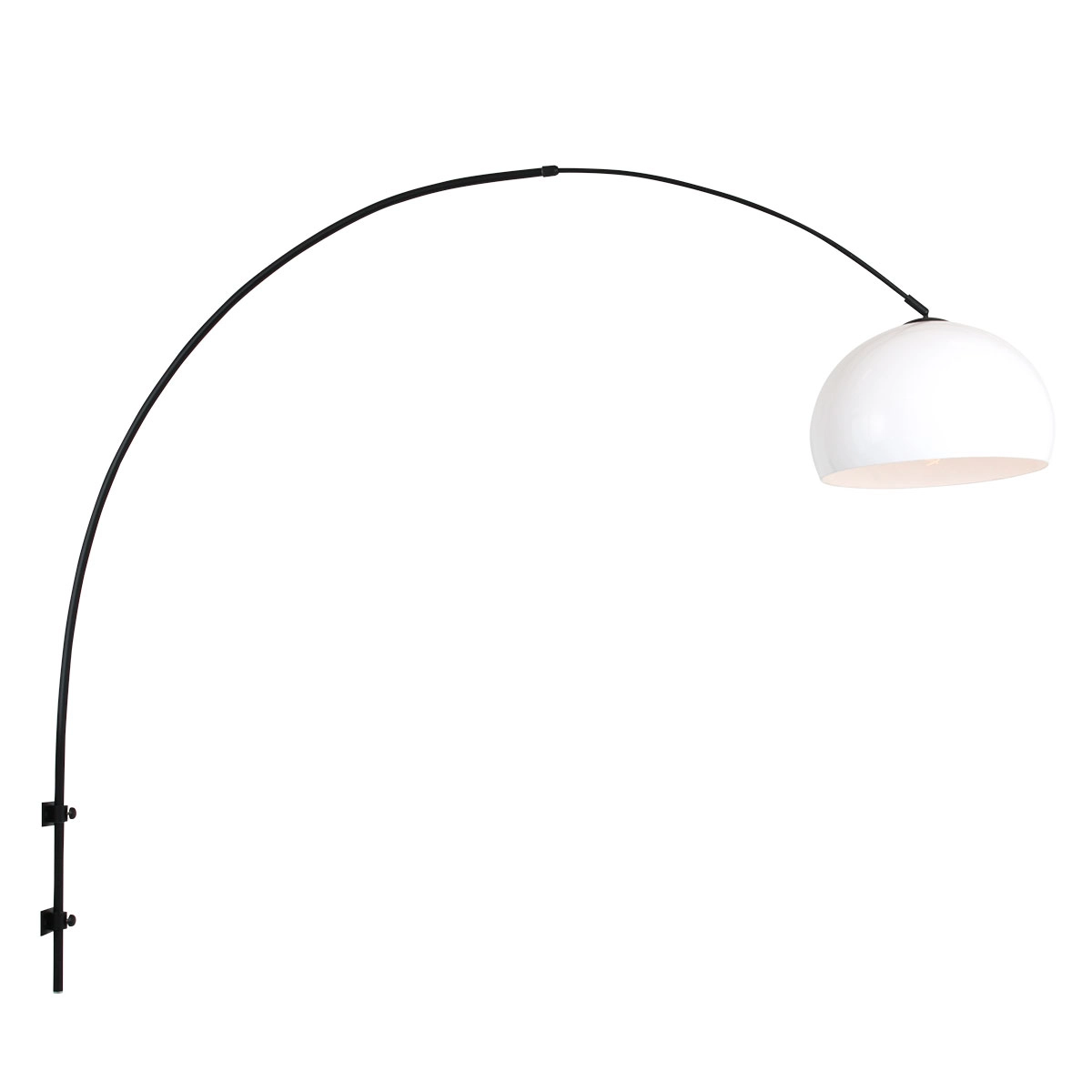 Wand booglamp Sparkled zwart met kap wit