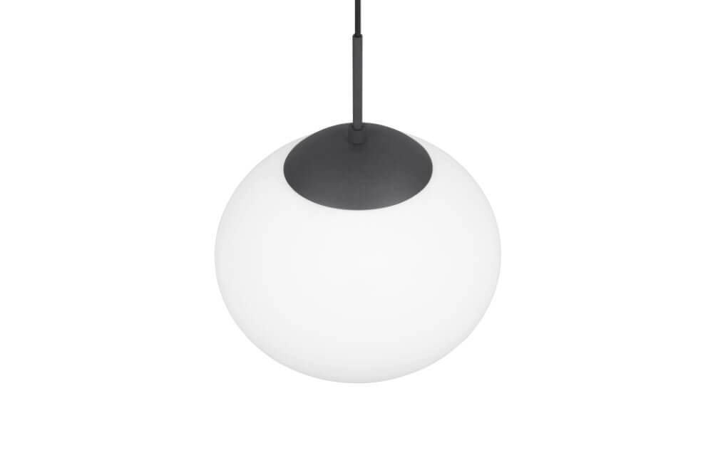 Ovale hanglamp Fomento Ø 30cm - zwart met wit glas Trio 4017807616200