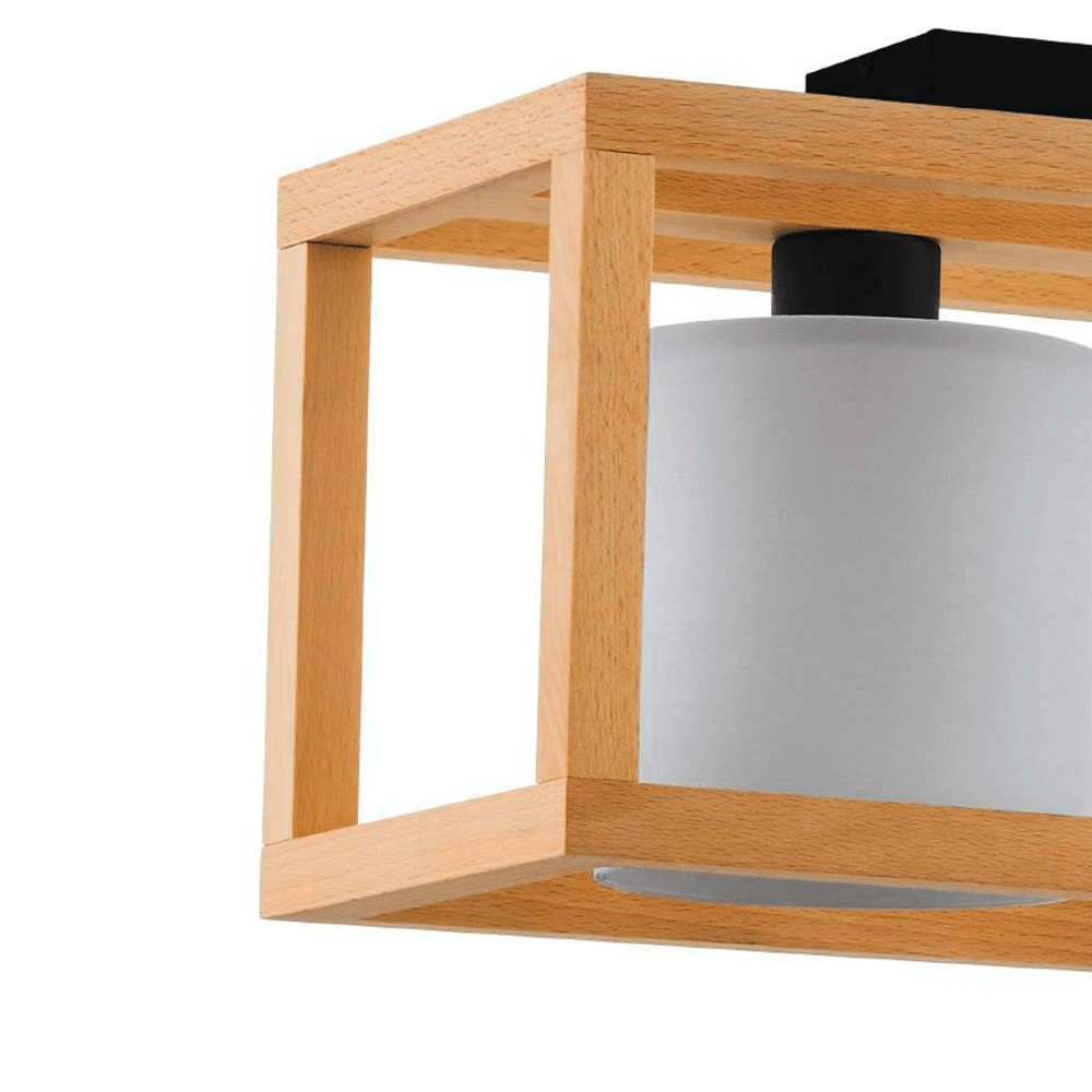Houten plafondlamp Granados 3-lichts met witte kap Stars of Light 9008606223602