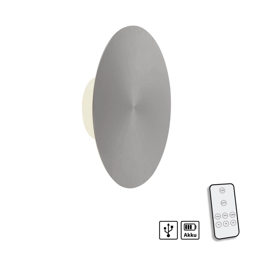 Design wandlamp Akku Puntua Ø 25cm grijs Paul Neuhaus 4012248372517