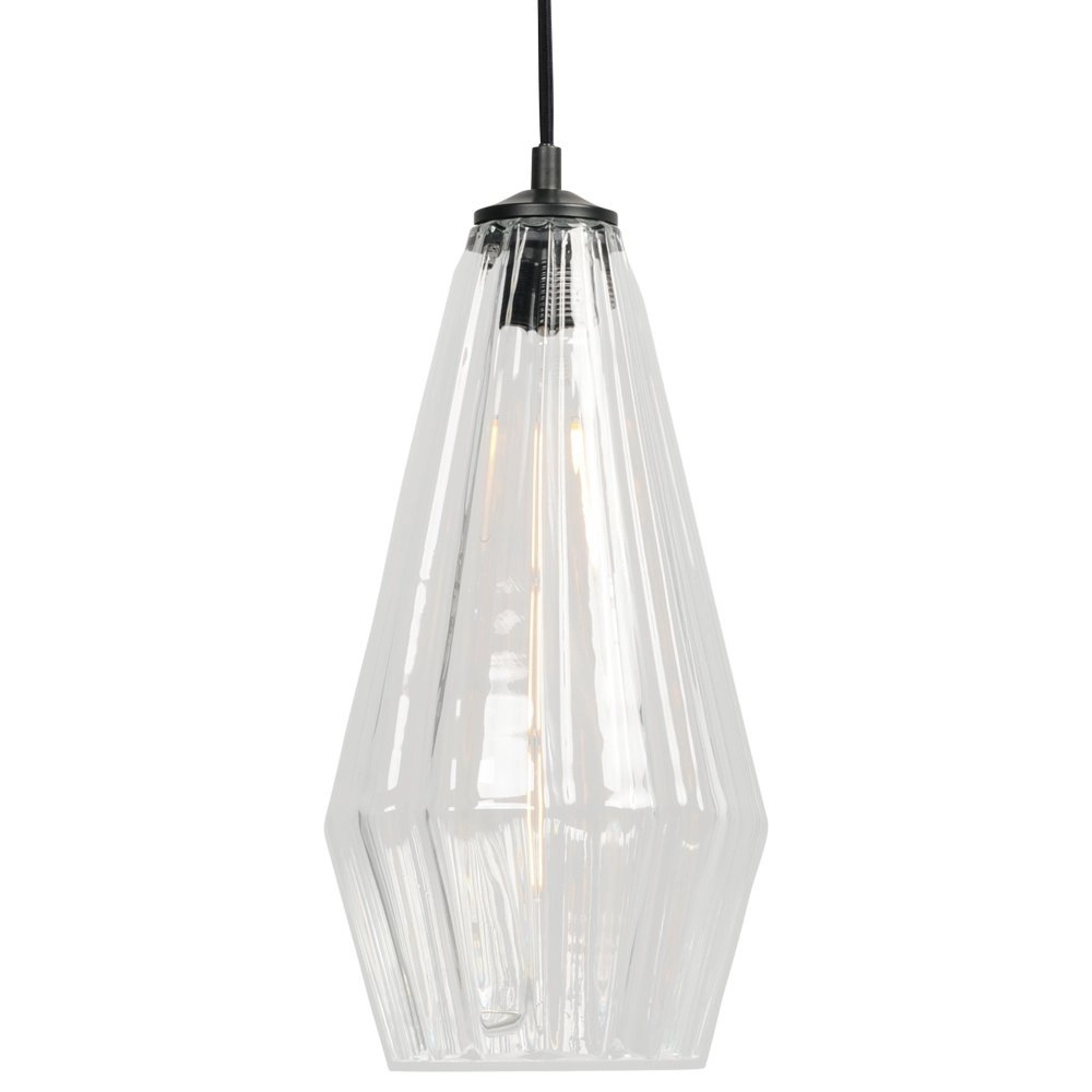 Zwarte hanglamp Diamond 18cm met helder glas Masterlight 8718121259161