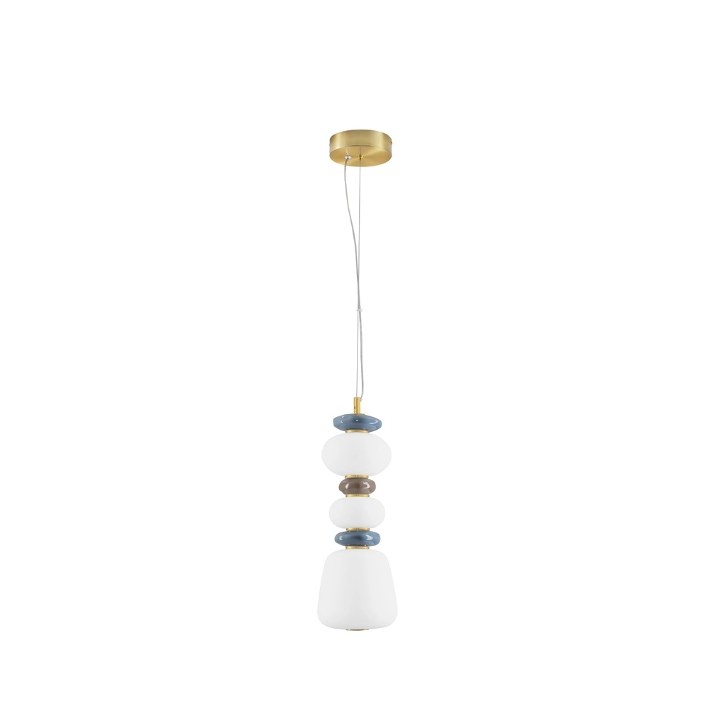 Hanglamp Palo wit - blauw - bruin