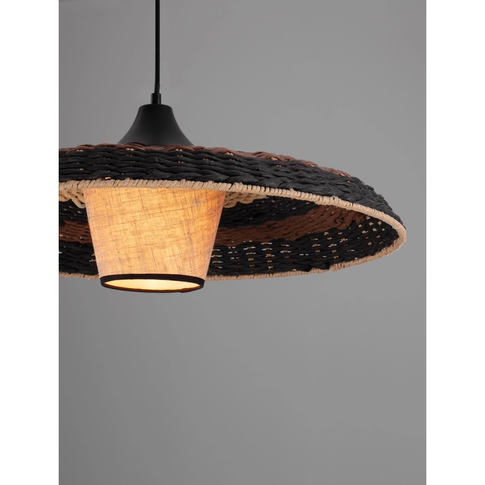 Hanglamp Capa zwart met rotan Lyora 5212017452917