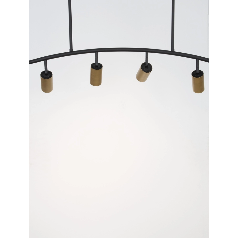 Hanglamp Pogno 4-lichts zwart met goud rond Lyora 5212017431301
