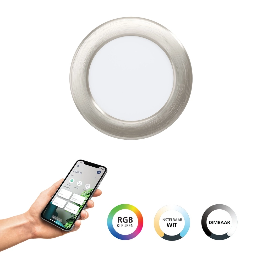 IP44 inbouw lamp Fueva 6-Z Zigbee - rvs - Ø 12cm