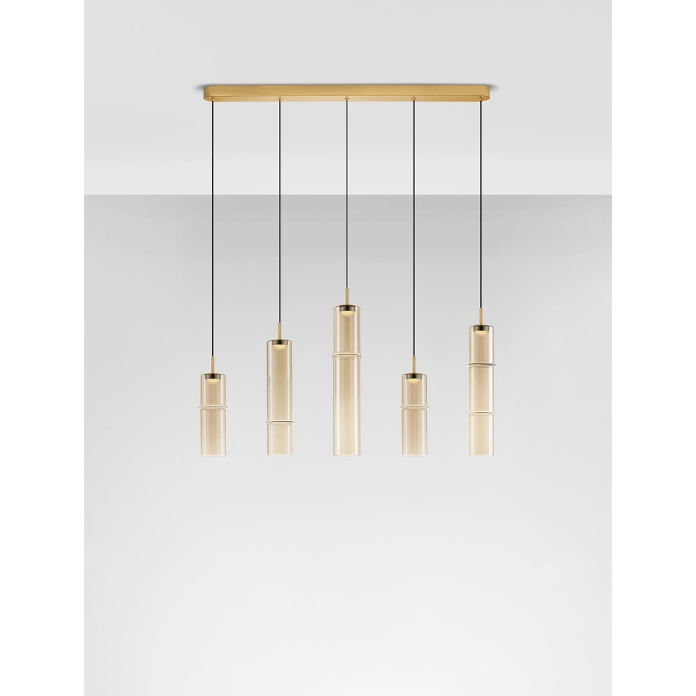 Unieke hanglamp Sano recht 5-lichts goud Lyora 5212017474087