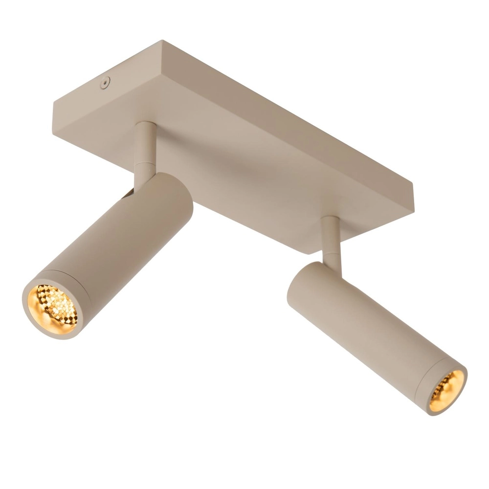 Strakke plafondlamp Grado 2-lichts zand bruin Lucide 5411212221728