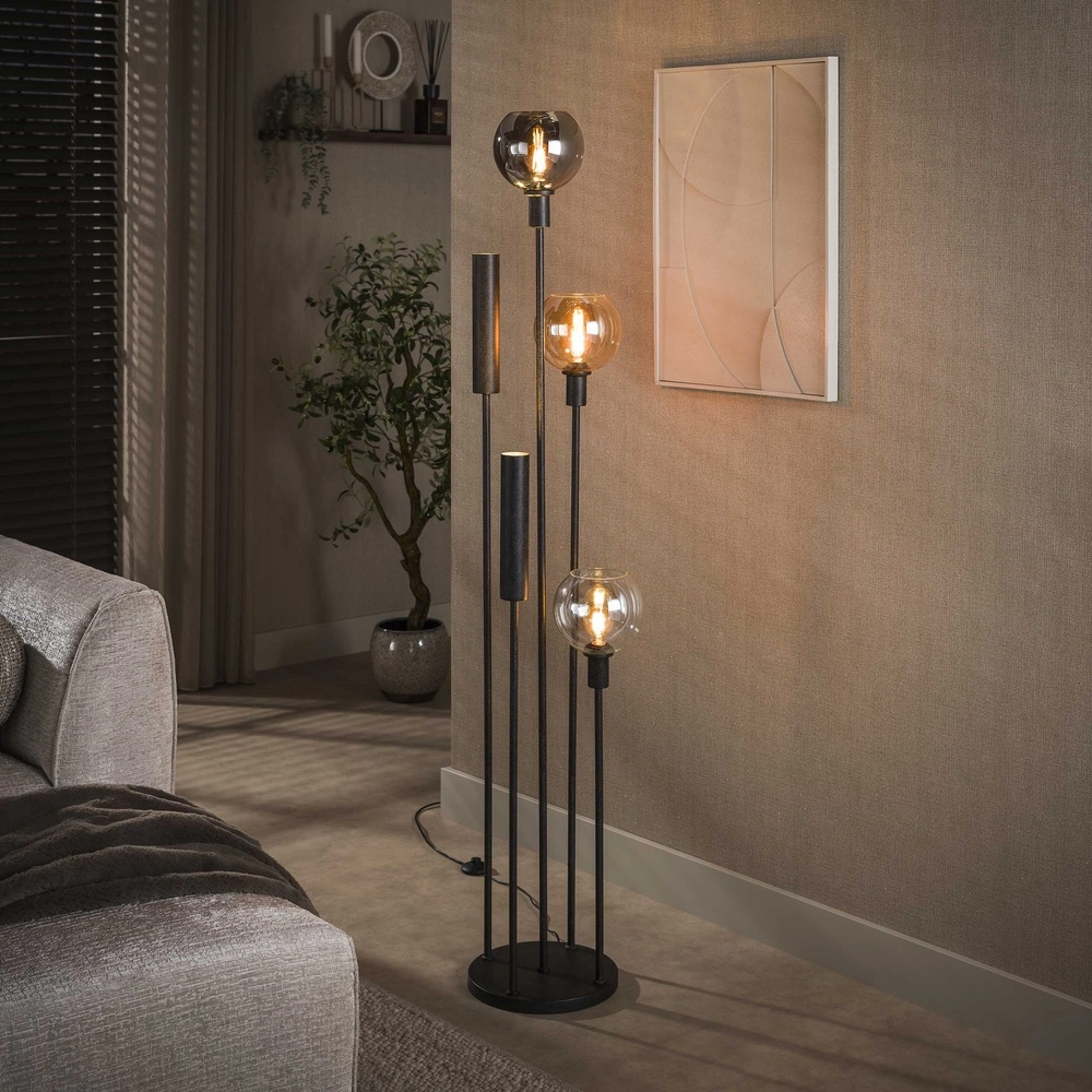 Vloerlamp Sfera met glazen en uplighters