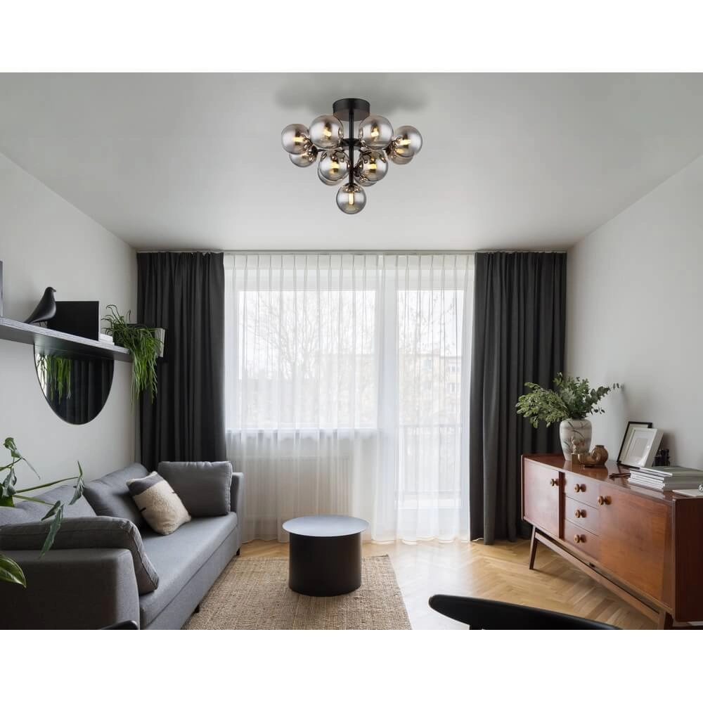 Zwarte plafondlamp Grappy 13-lichts Globo 9007371447121