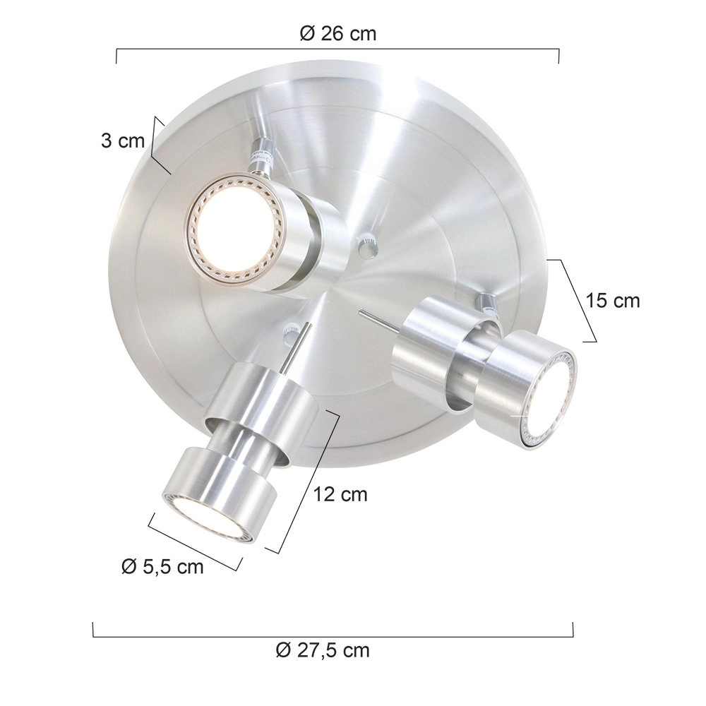 Plafondspot Natasja Led 3-lichts grijs Steinhauer 8712746112030