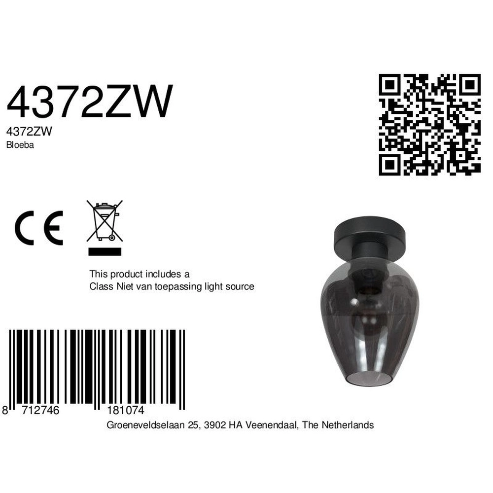 Plafondlamp Bloeba smoke glas Ø 15cm Steinhauer 8712746181074