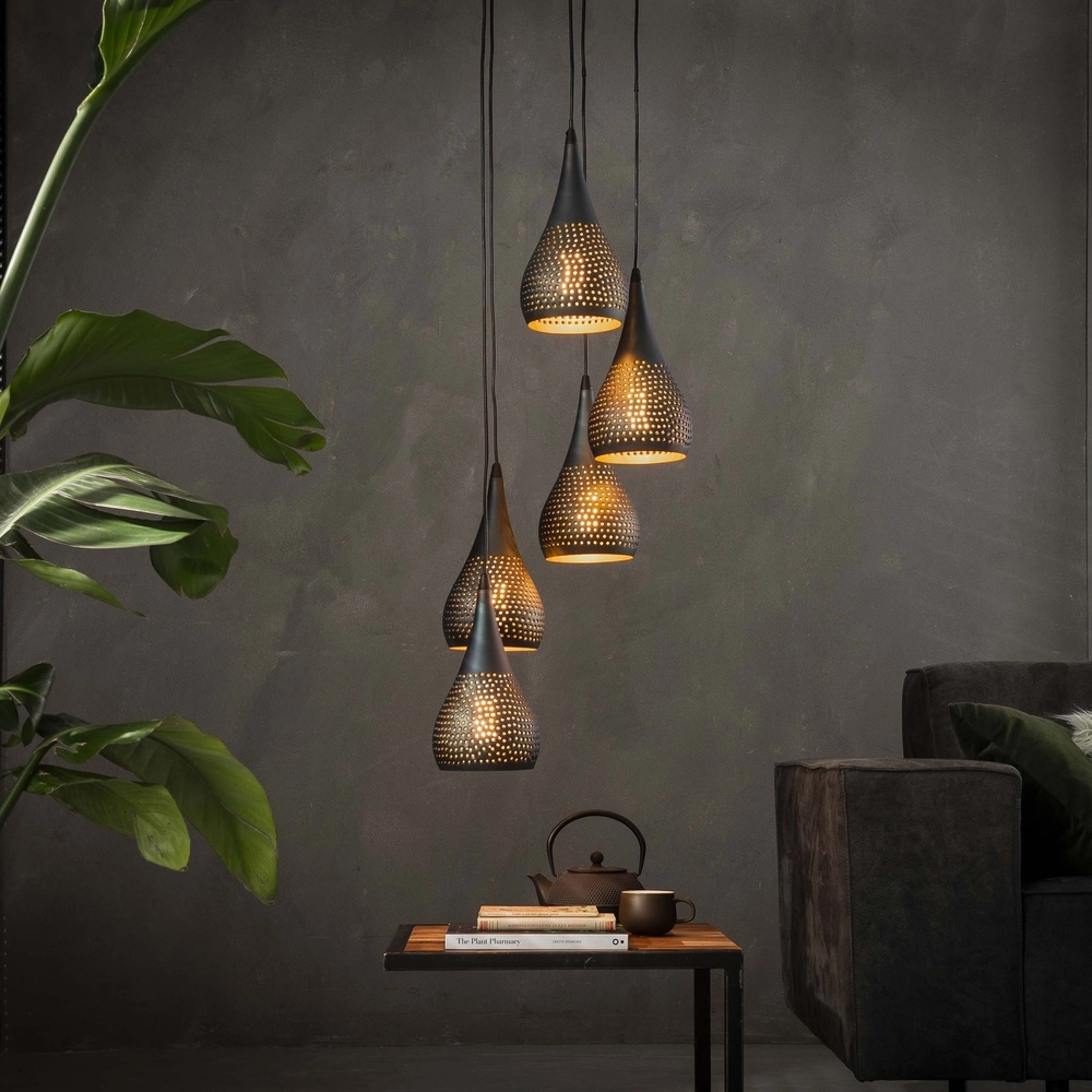 Vide hanglamp gaatjes Punch 5x E27