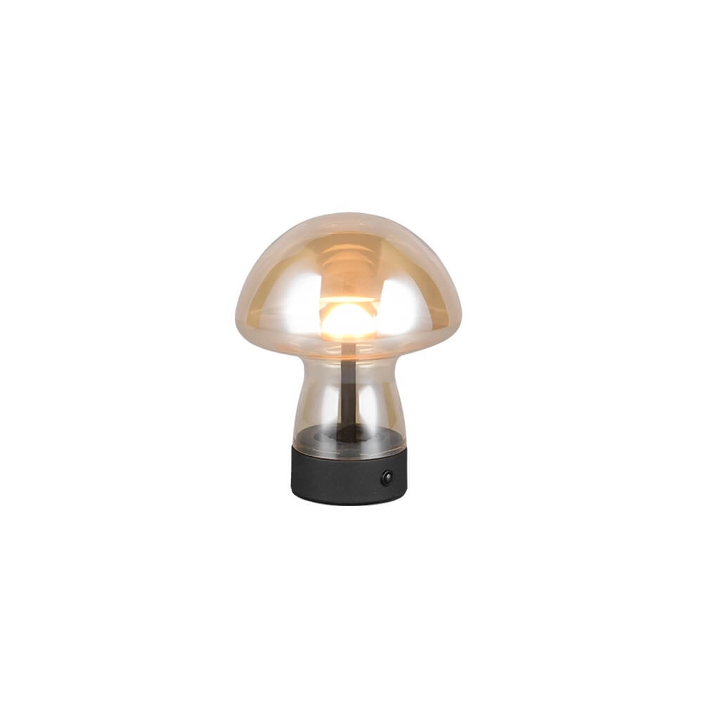 Tafellamp Dooley oplaadbaar met amber glas Tafellamp Dooley oplaadbaar met amber glas