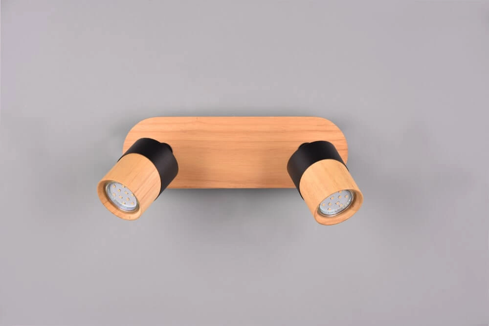 Plafondlamp hout met zwart Aruni 2-lichts Trio 4017807562217