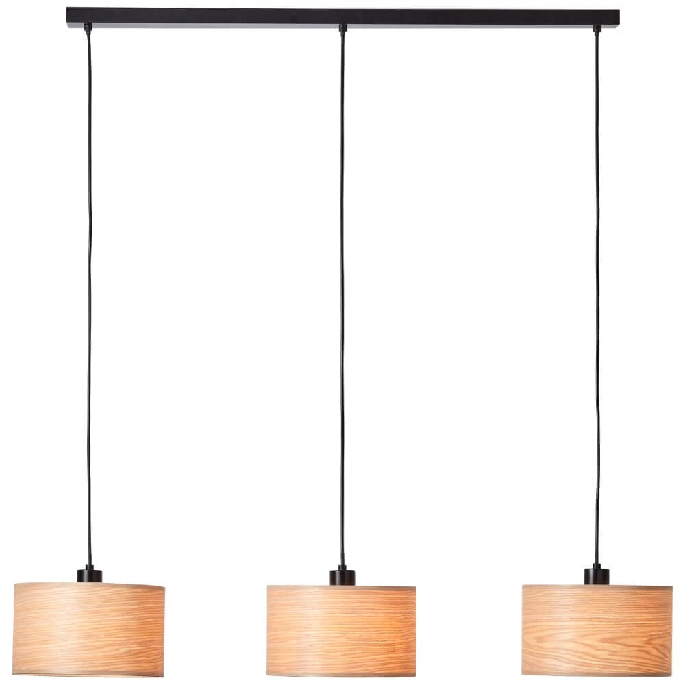 Hanglamp Romm 3-lichts zwart met houtbruin Hanglamp Romm 3-lichts zwart met houtbruin