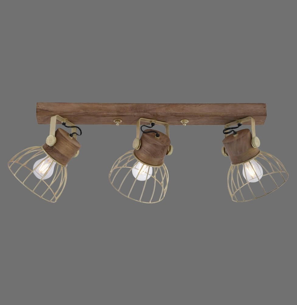 Plafondlamp Alami bruin messing 3-lichts Just Light 4043689976231