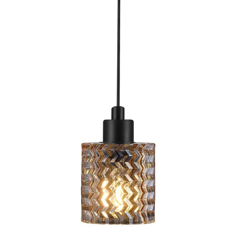 Hanglamp Hollywood zwart met amber glas