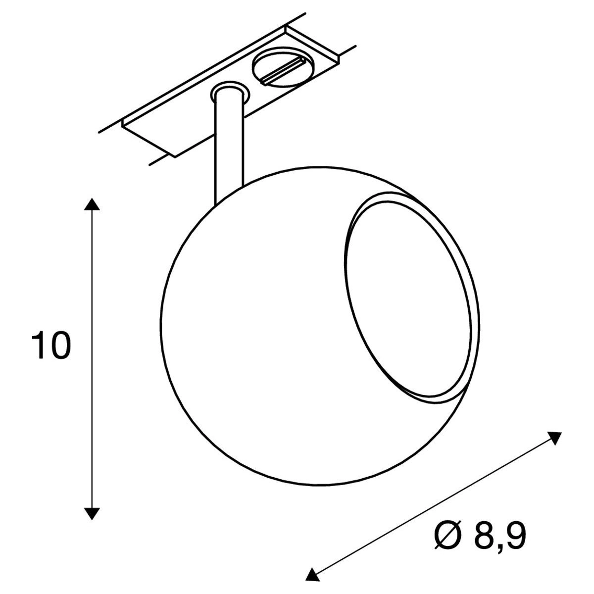 Railspot Light Eye 1-fase - GU10 - 8,9cm wit SLV 4024163151245