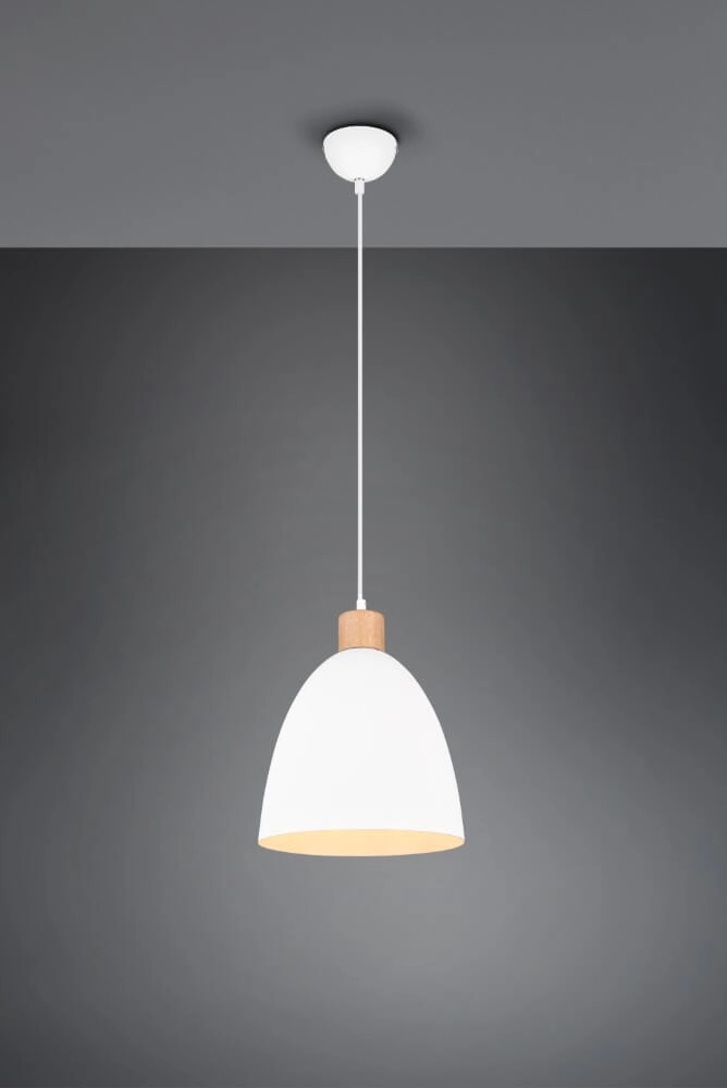 Hanglamp Jagger wit met houtbruin Trio 4017807503180