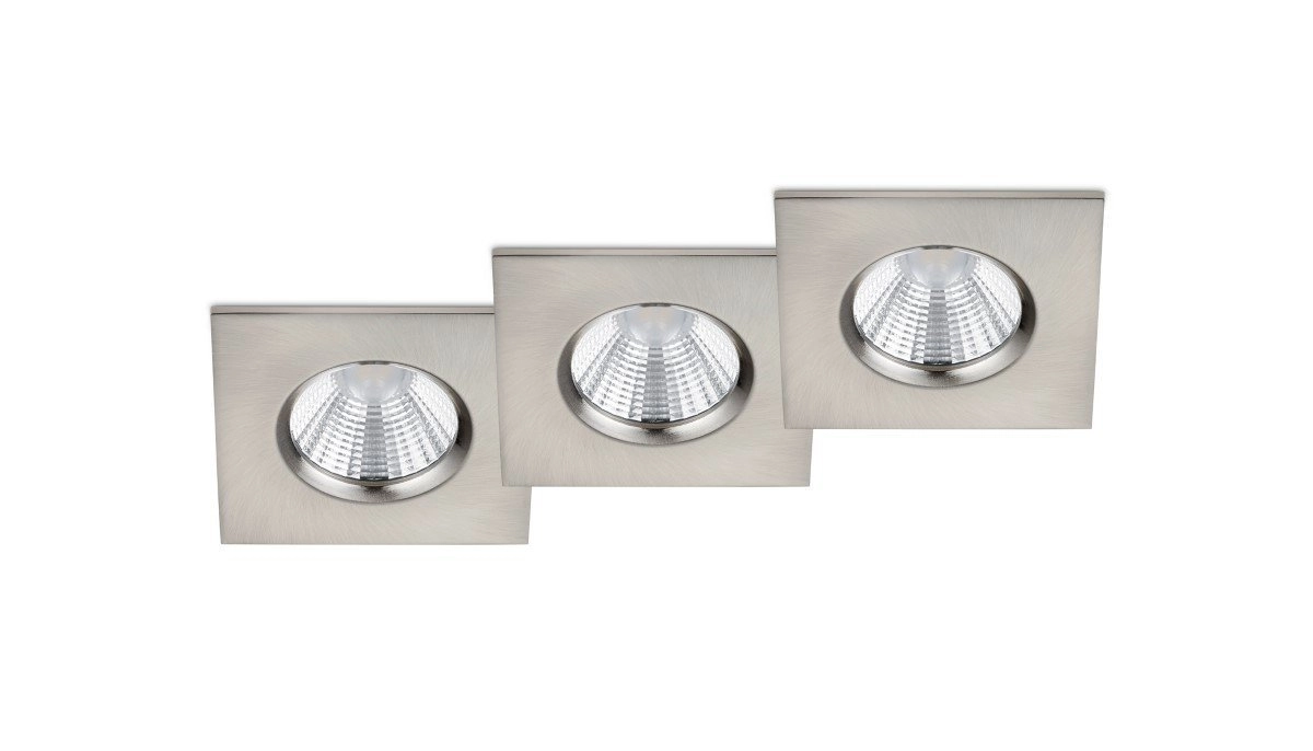 Badkamer inbouwspots Zagros (3x) met led vierkant grijs