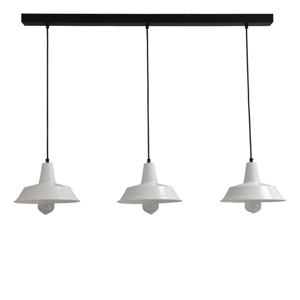 Witte vintage eetkamer lamp Industria 3x25 3-lichts met zwart Witte vintage eetkamer lamp Industria 3x25 3-lichts met zwart