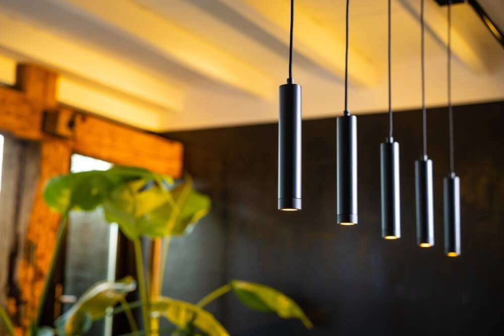 Zandkleurige hanglamp Miller Sand 5-lichts ETH 8720195307150