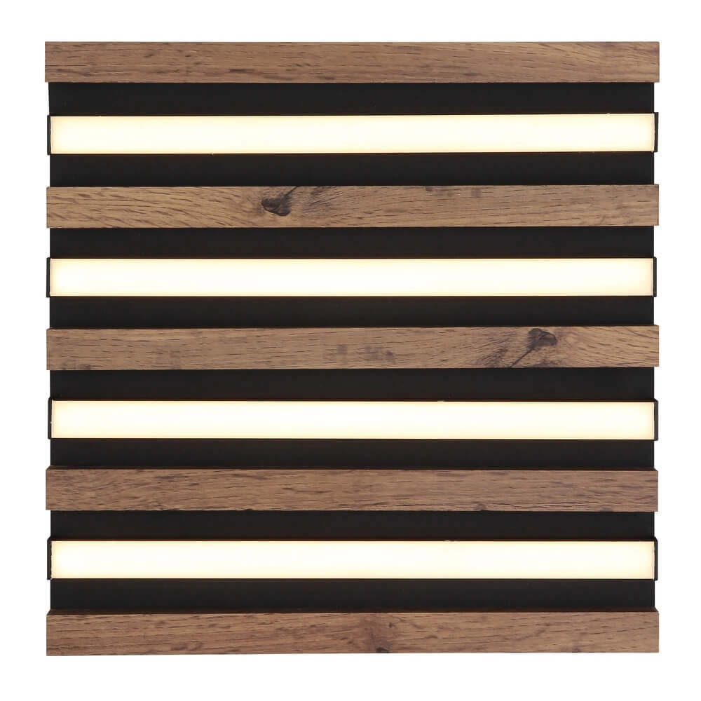 Plafondlamp Hayden zwart met hout vierkant 30cm Globo 9007371507641