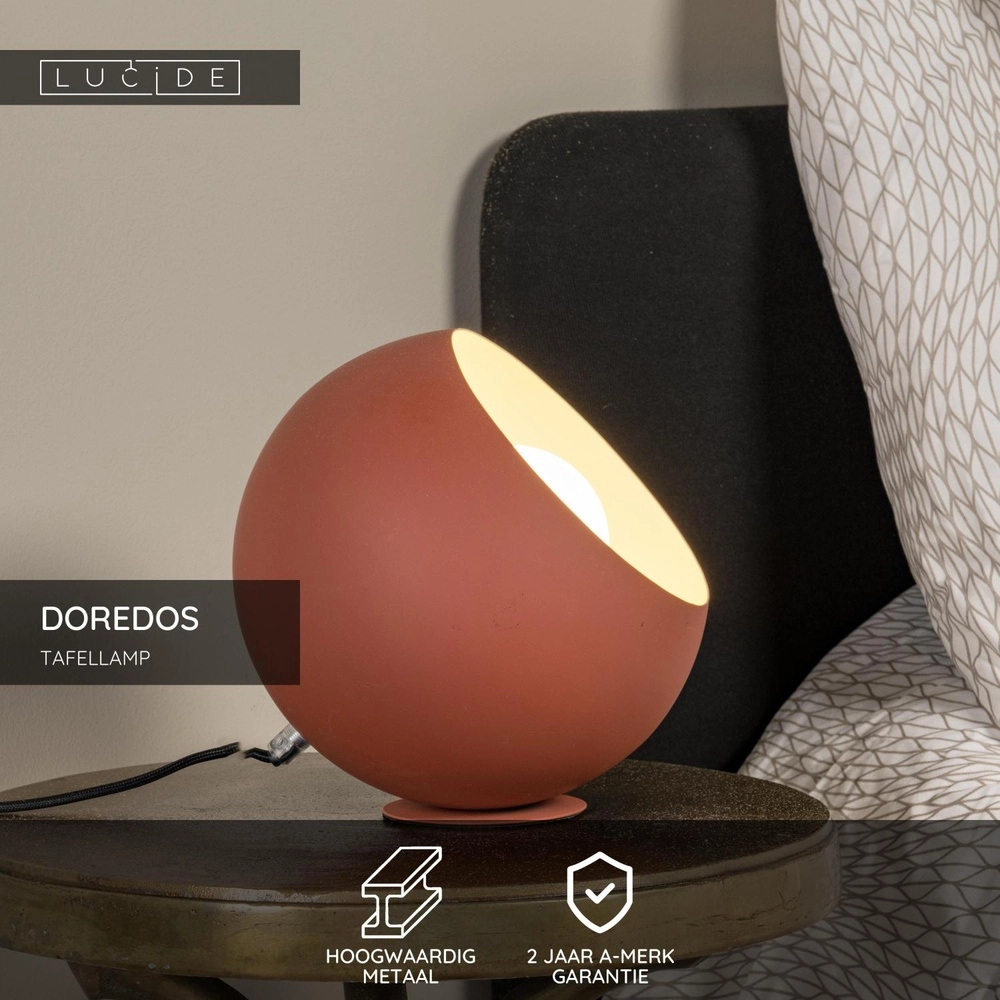 Tafellampje Doredos Ø 20cm terracotta Lucide 5411212510044