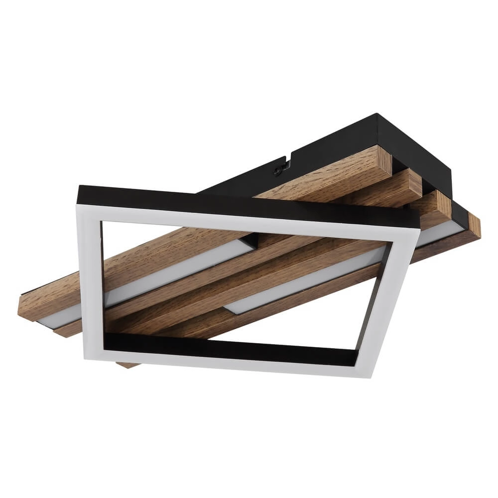 Plafondlamp Obrien zwart met hout enkel Globo 9007371509300