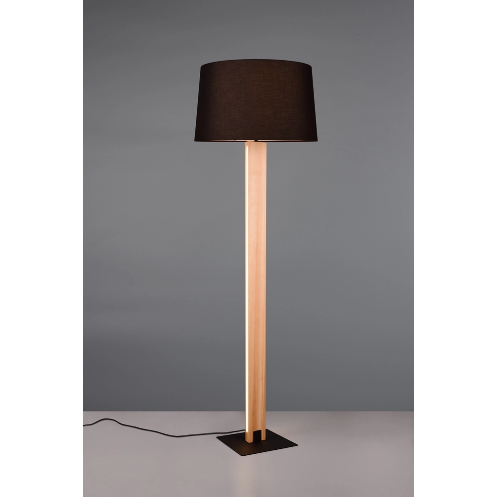 Vloerlamp Rahul design zwart met hout Trio 4017807600476