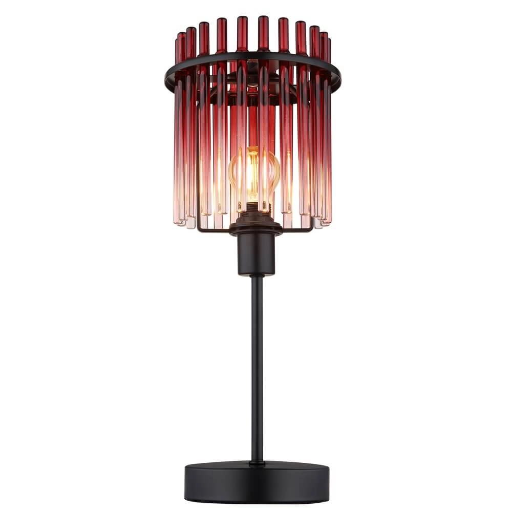 Zwarte tafellamp Gorley met rood glas Ø 15cm Globo 9007371471959
