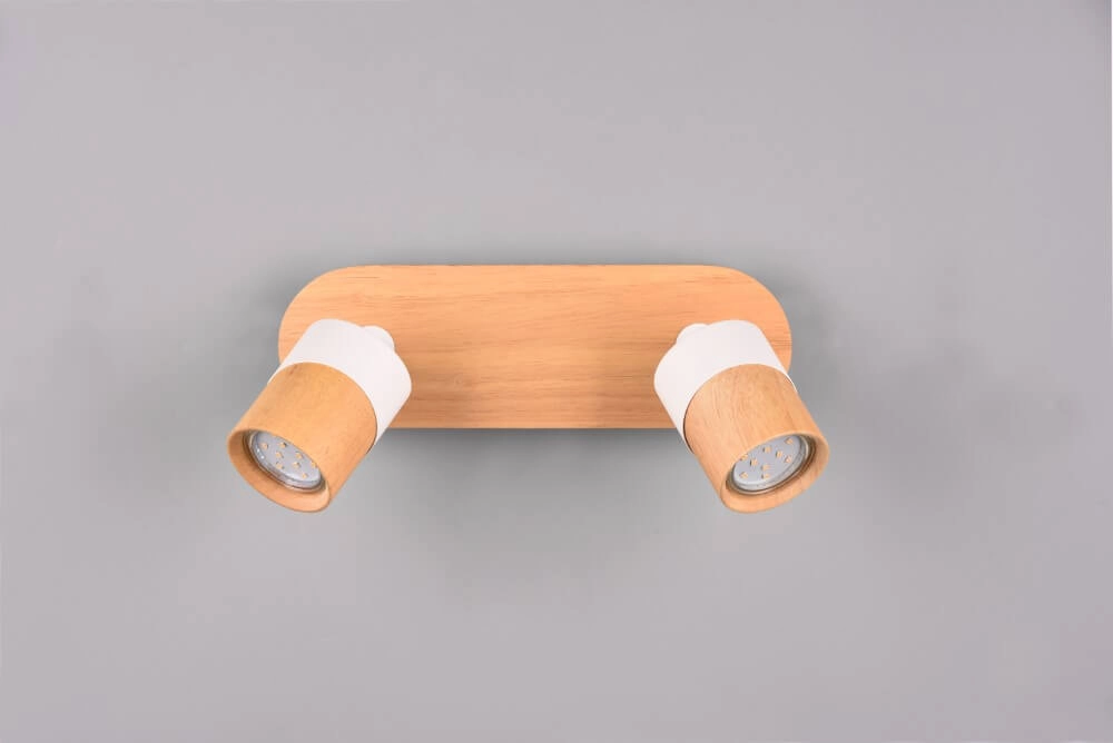 Plafondlamp hout met wit Aruni 2-lichts Trio 4017807562316