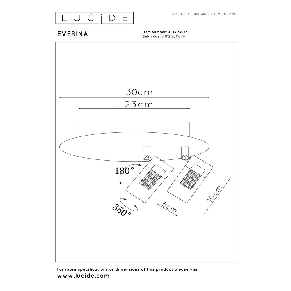 Strakke plafondlamp Everina Ø 30cm Lucide 5411212011046